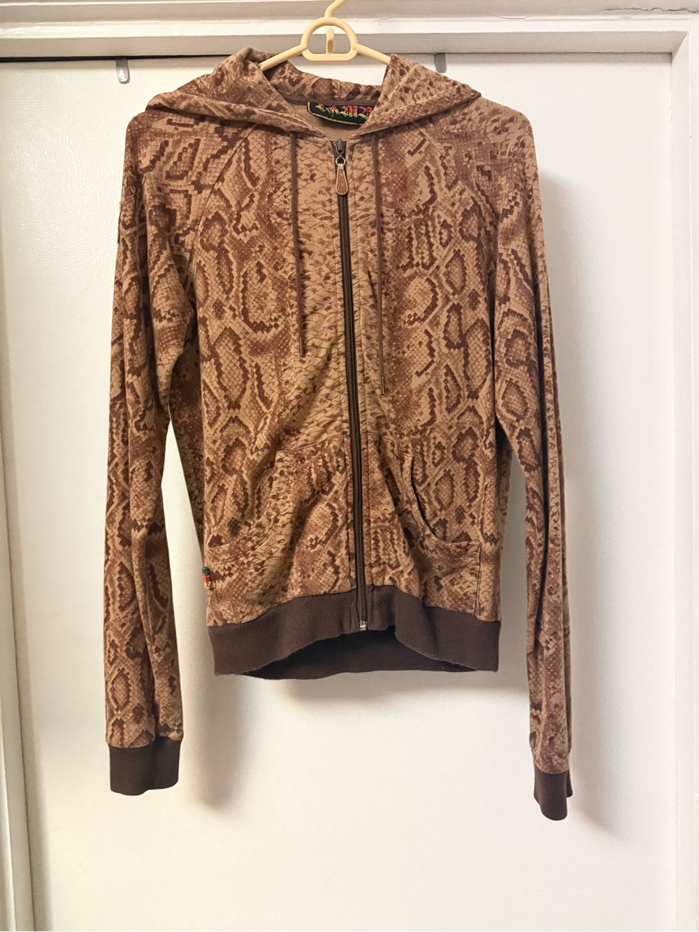 Authentic Vintage L.A.M.B. brown snake print hoodie.
